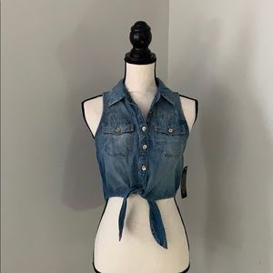 Bebe Tie Front Denim Shirt